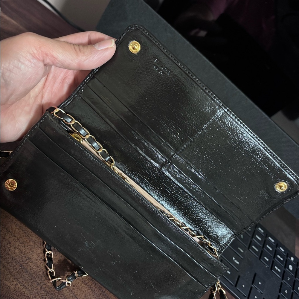 Prada Black Leather Wallet with Gold Hardwares - Picture 4 of 16